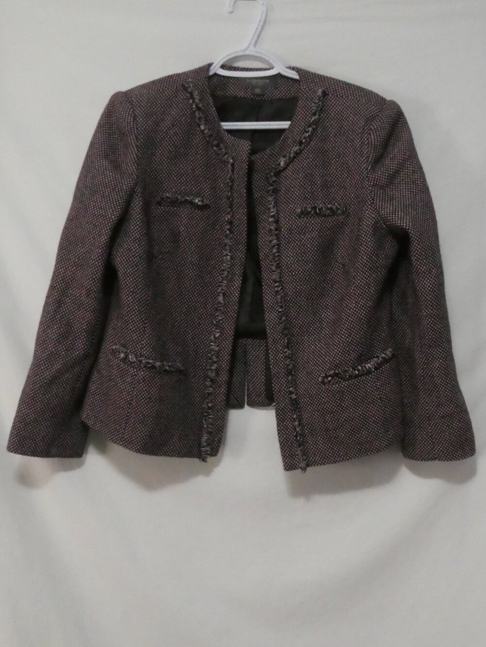 LIZ CLAIBORNE Suits Petite Tweed Fringe Blazer Jacket Size 14P